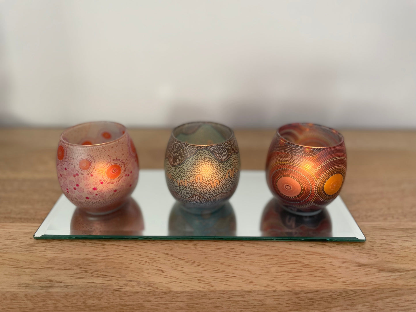 'By Meeka' Glass Tea Light Holder Set